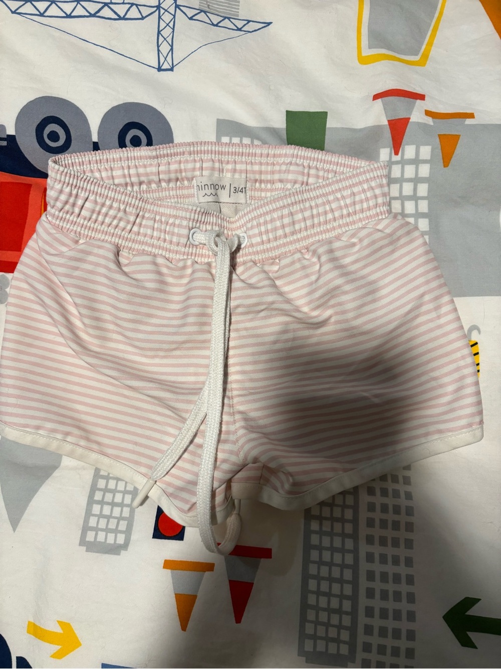 Minnow Pink Stripe Swim Trunks